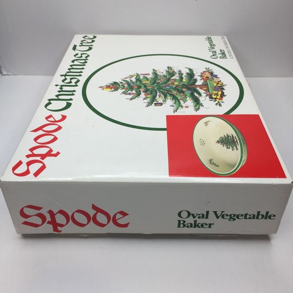 Vintage Spode Christmas Tree Porcelain China Oval Vegetable Baker Dish With Box - Picture 3 of 15